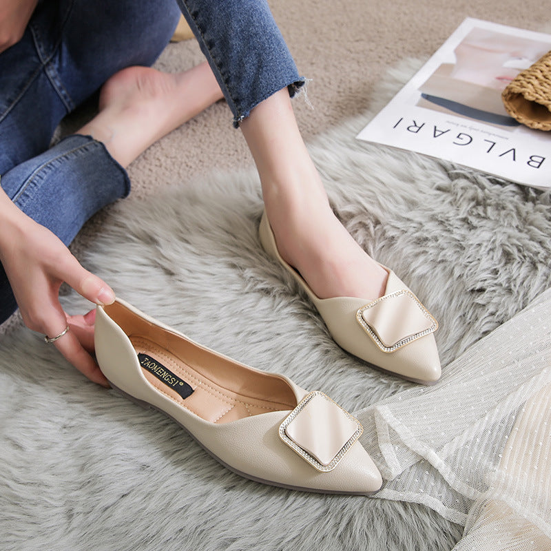 Women's Hollow Pointed Toe Flats - Large Size Elegant Ballet Flats