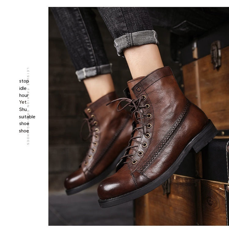 British Style Brush Color Worker Boots - Durable & Fashionable Work Boots for Men