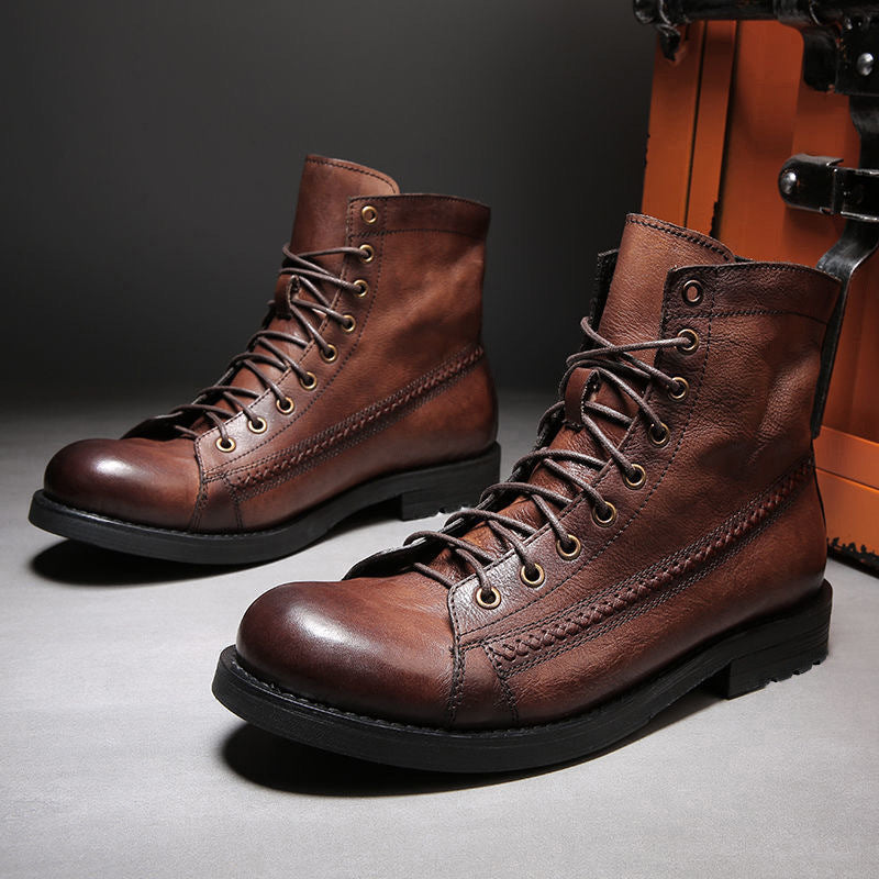 British Style Brush Color Worker Boots - Durable & Fashionable Work Boots for Men