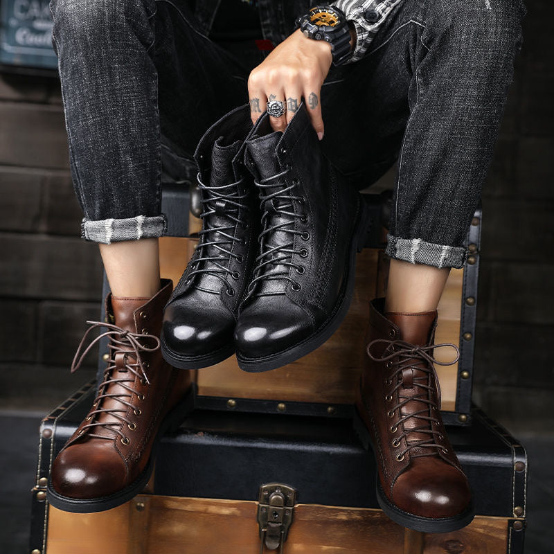 British Style Brush Color Worker Boots - Durable & Fashionable Work Boots for Men