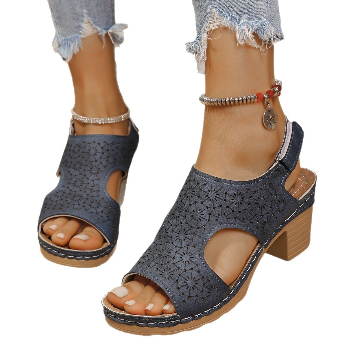 Women's Plus Size High-Heeled Sandals - Thick-Soled Peep Toe Summer Shoes