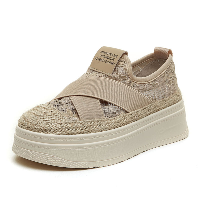 Mesh Platform Loafers - Slip-On Flat Sole Breathable Shoes