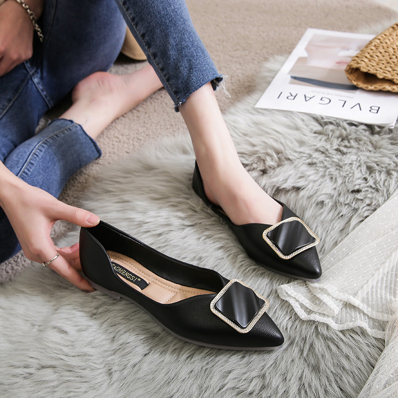 Women's Hollow Pointed Toe Flats - Large Size Elegant Ballet Flats