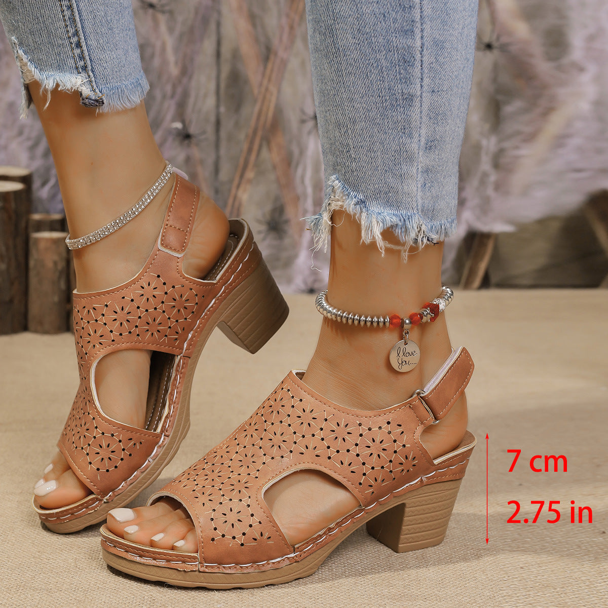 Women's Plus Size High-Heeled Sandals - Thick-Soled Peep Toe Summer Shoes
