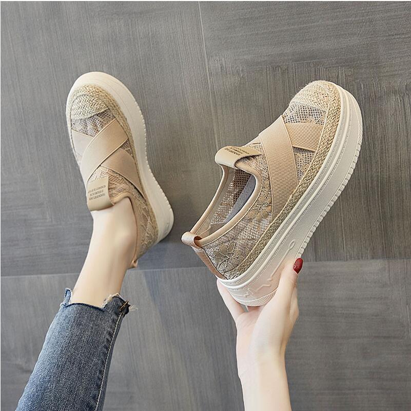 Mesh Platform Loafers - Slip-On Flat Sole Breathable Shoes