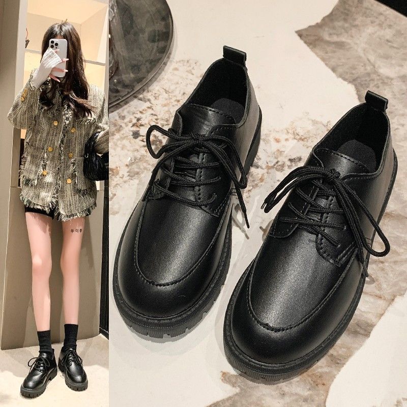 Plus Size Platform Loafers - Women's Lace-Up Leather Shoes