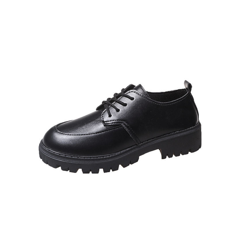 Plus Size Platform Loafers - Women's Lace-Up Leather Shoes