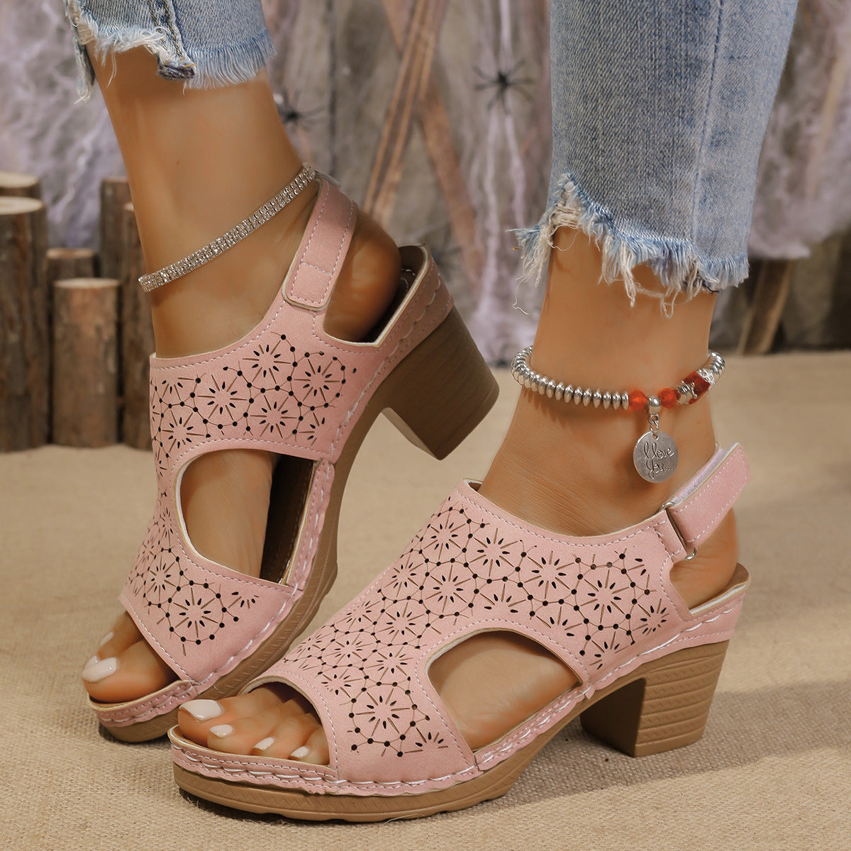 Women's Plus Size High-Heeled Sandals - Thick-Soled Peep Toe Summer Shoes