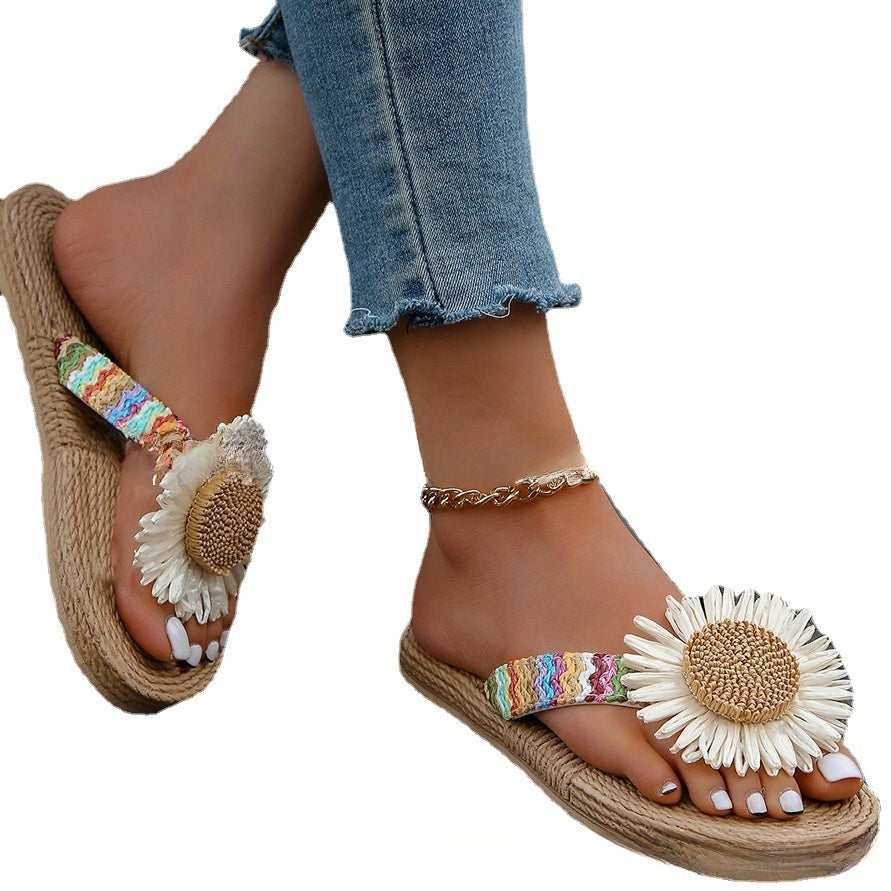 Women's Woven Herringbone Flip-Flops - Trendy Summer Beach Slippers
