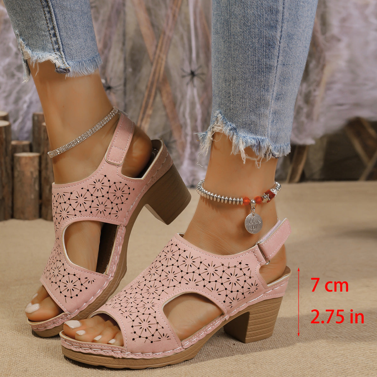 Women's Plus Size High-Heeled Sandals - Thick-Soled Peep Toe Summer Shoes