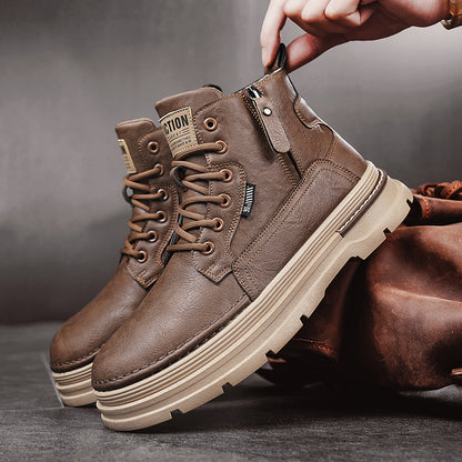 High-Top Men's British Style Worker Boots - Durable & Fashionable Work Footwear