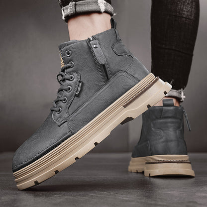 High-Top Men's British Style Worker Boots - Durable & Fashionable Work Footwear