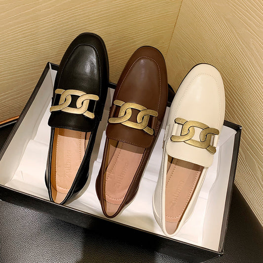 Retro British Horsebit Loafers - Women's Slip-On Leather Shoes