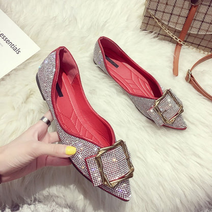 D'Orsay Women's Ballet Flats - Bling Crystal Pointed Toe Ballerina Shoes