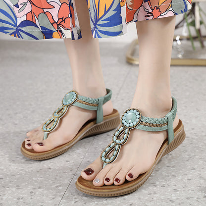 Boho Weave Thong Sandals - Women's Beach Flip-Flops & Summer Shoes