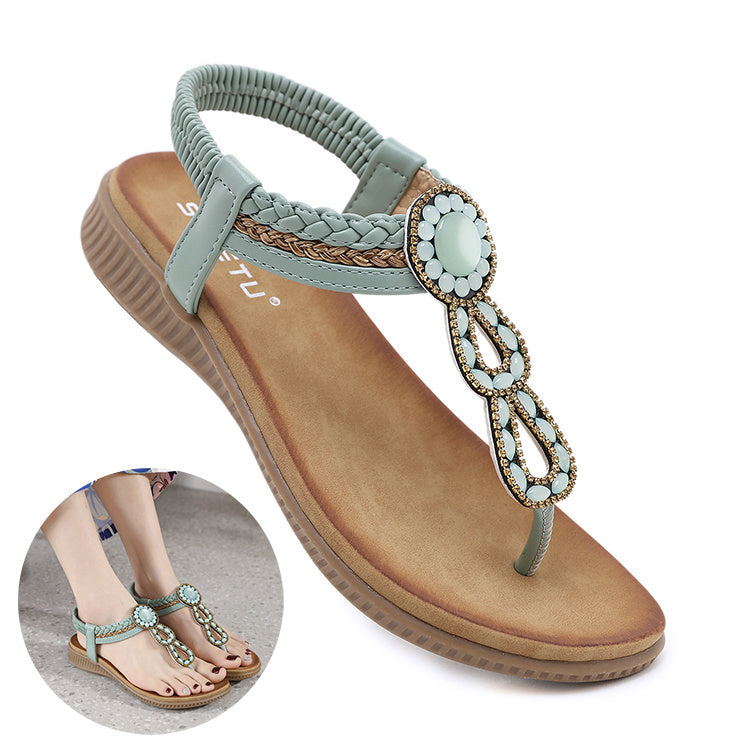 Boho Weave Thong Sandals - Women's Beach Flip-Flops & Summer Shoes