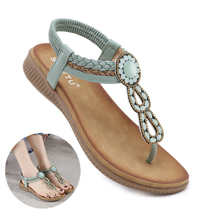 Boho Weave Thong Sandals - Women's Beach Flip-Flops & Summer Shoes