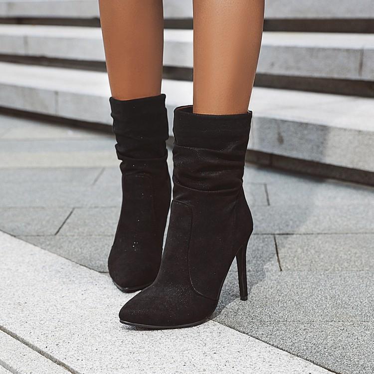 High-Heel Stiletto Sock Boots - Elegant Pointed-Toe Elastic Booties