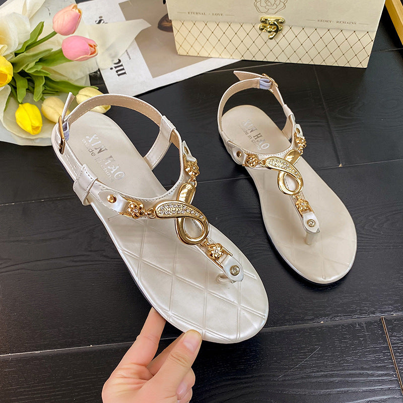 Summer Buckle Flip-Flops - Bohemian Style Flat Sandals for Women