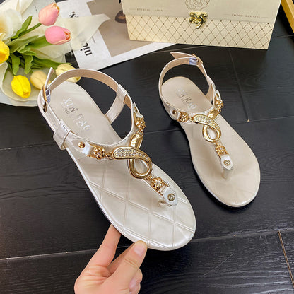 Summer Buckle Flip-Flops - Bohemian Style Flat Sandals for Women