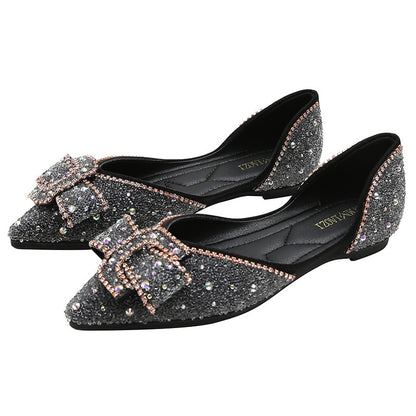 Rhinestone Pointed Toe Flats - Elegant Ballet Flats for Women