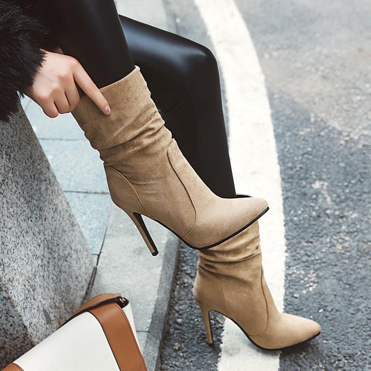 High-Heel Stiletto Sock Boots - Elegant Pointed-Toe Elastic Booties