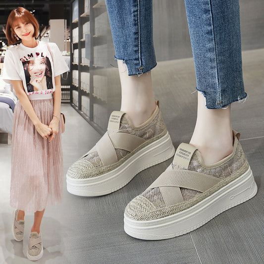 Mesh Platform Loafers - Slip-On Flat Sole Breathable Shoes