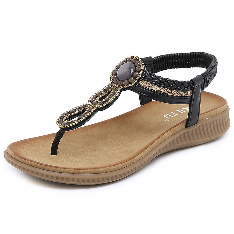 Boho Weave Thong Sandals - Women's Beach Flip-Flops & Summer Shoes