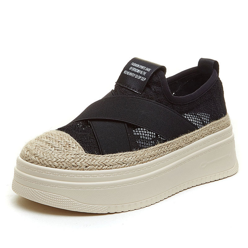 Mesh Platform Loafers - Slip-On Flat Sole Breathable Shoes