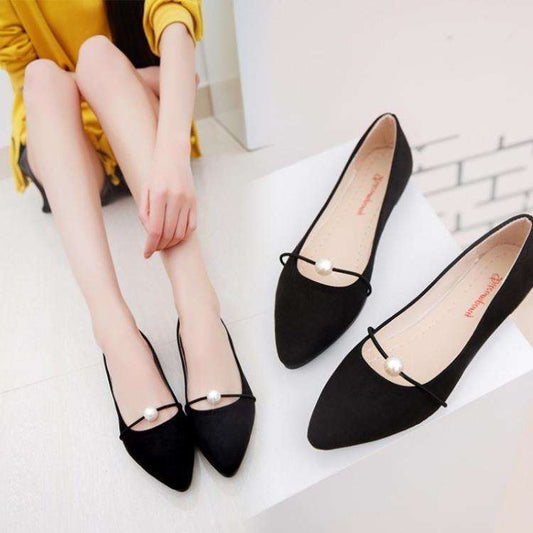 Pearl Embellished Non-Slip Flats - Elegant Ballet Flats for Women