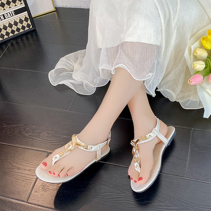 Summer Buckle Flip-Flops - Bohemian Style Flat Sandals for Women