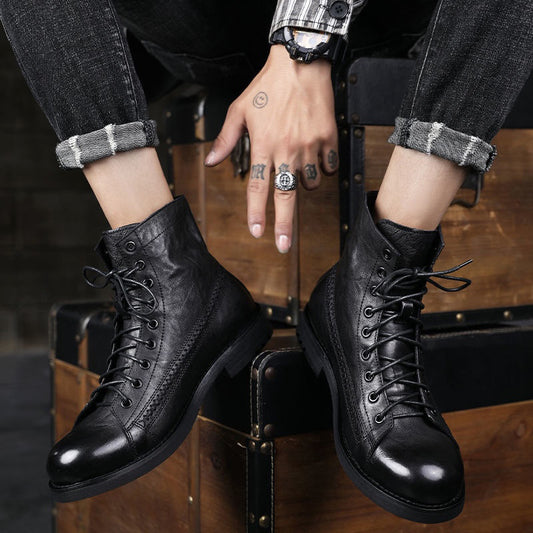 British Style Brush Color Worker Boots - Durable & Fashionable Work Boots for Men