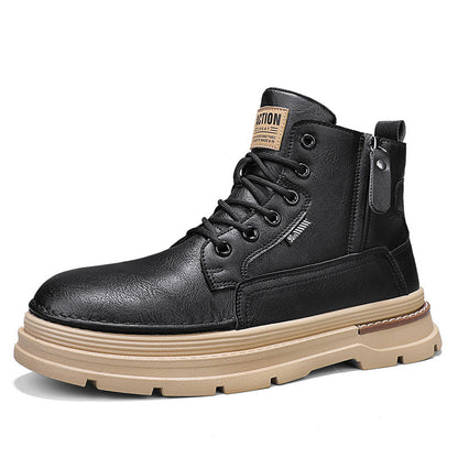 High-Top Men's British Style Worker Boots - Durable & Fashionable Work Footwear