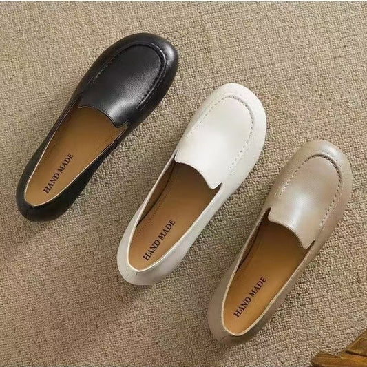 Retro Round Toe Loafers - Women's British Style Soft Bottom Slip-On