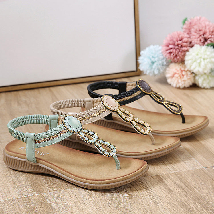 Boho Weave Thong Sandals - Women's Beach Flip-Flops & Summer Shoes
