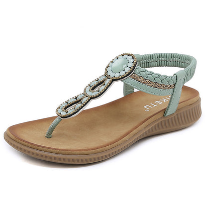 Boho Weave Thong Sandals - Women's Beach Flip-Flops & Summer Shoes